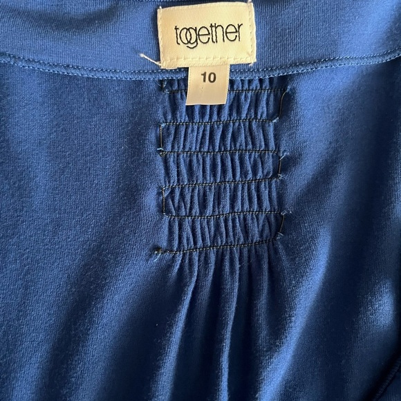 [10]VTG Together Blue Ruffled V-Neck Tiered Midi Dress - Picture 11 of 16